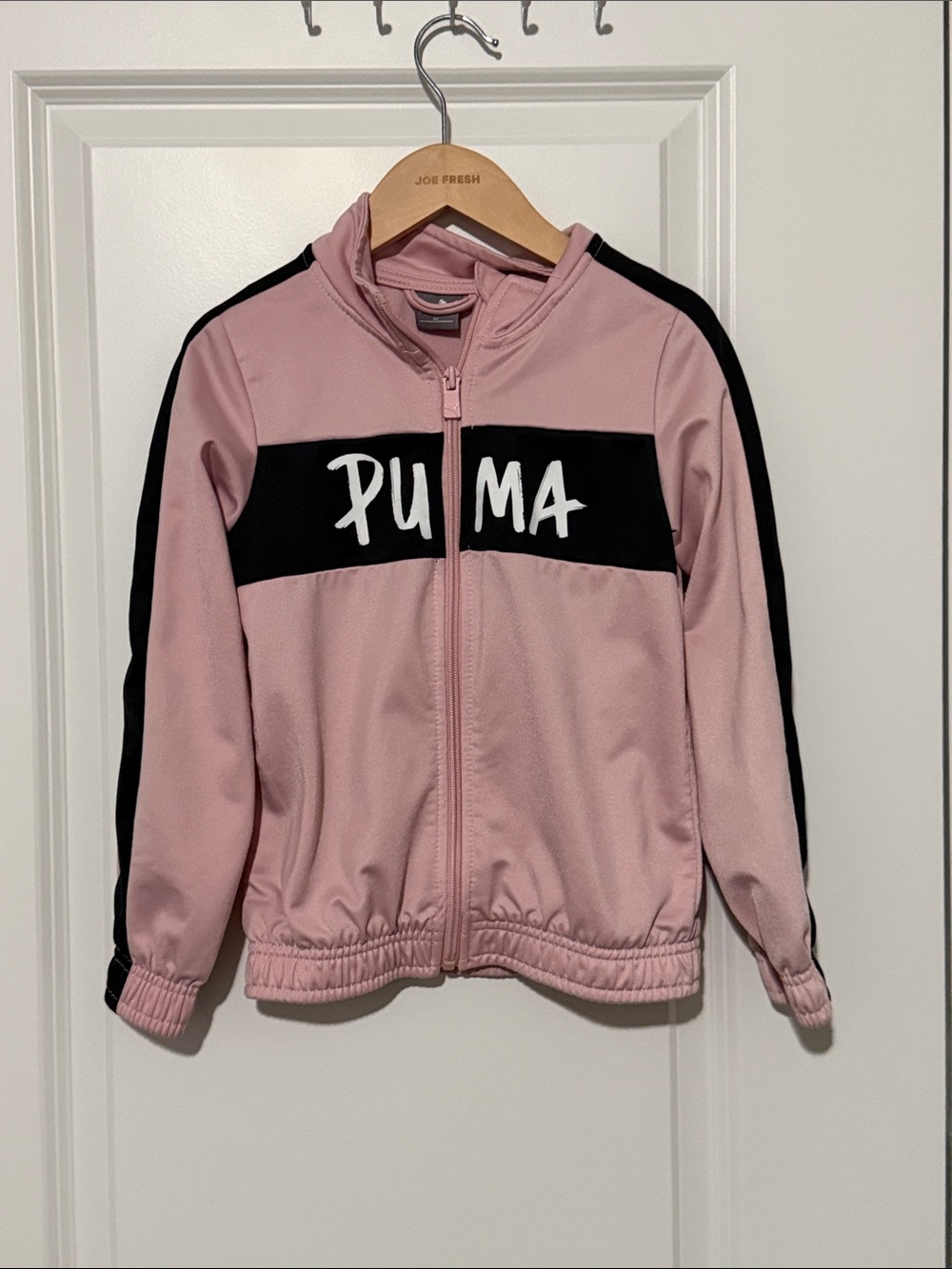 Puma Pink and Black Logo Zip Track Jacket